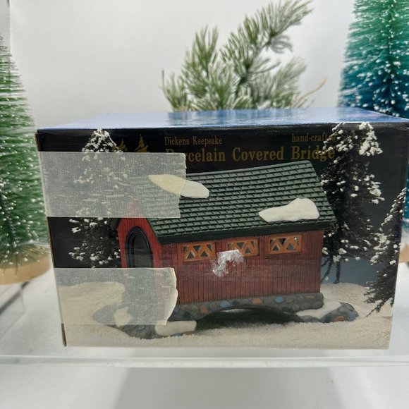 Dickens Keepsake Covered Bridge Porcelain Christmas Holiday Village Decor - Picture 6 of 11